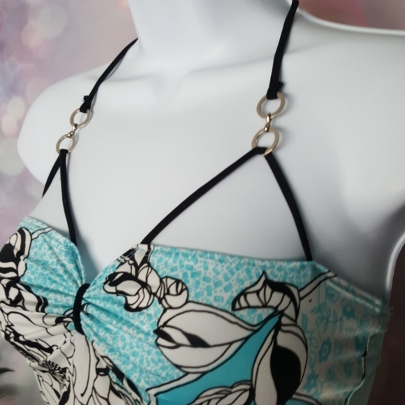 Spaghetti strap tie neck silky tankini - Picture 4 of 7